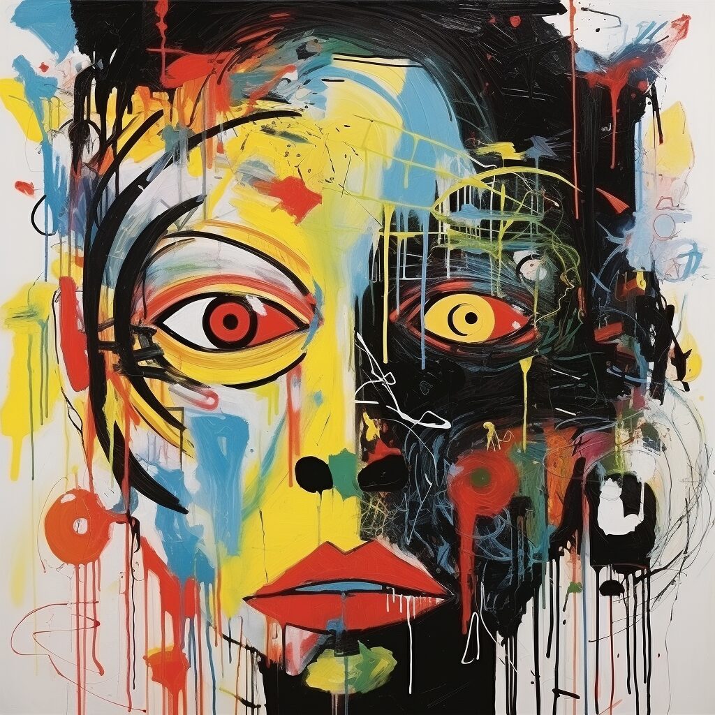Imagine an abstract artwork that captures the essence of "Bad Guy