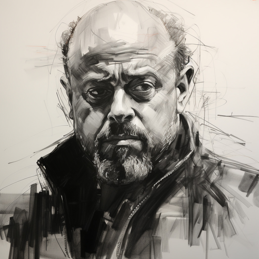 stylistic charcoal portrait drawing of Billy Joel.