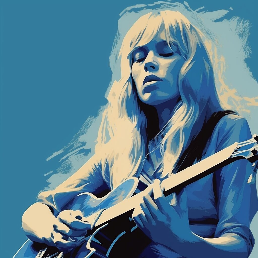 Create an image that captures the essence of Joni Mitchell