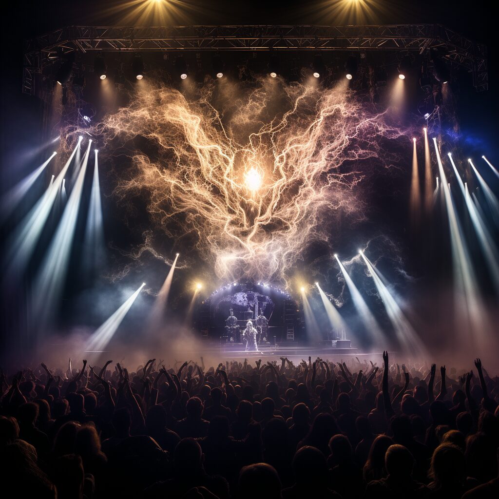 Visualize a grand finale of a Nightwish concert, with 