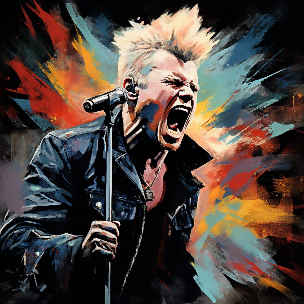 Create an image that captures the rebellious spirit and timeless allure of Billy Idol