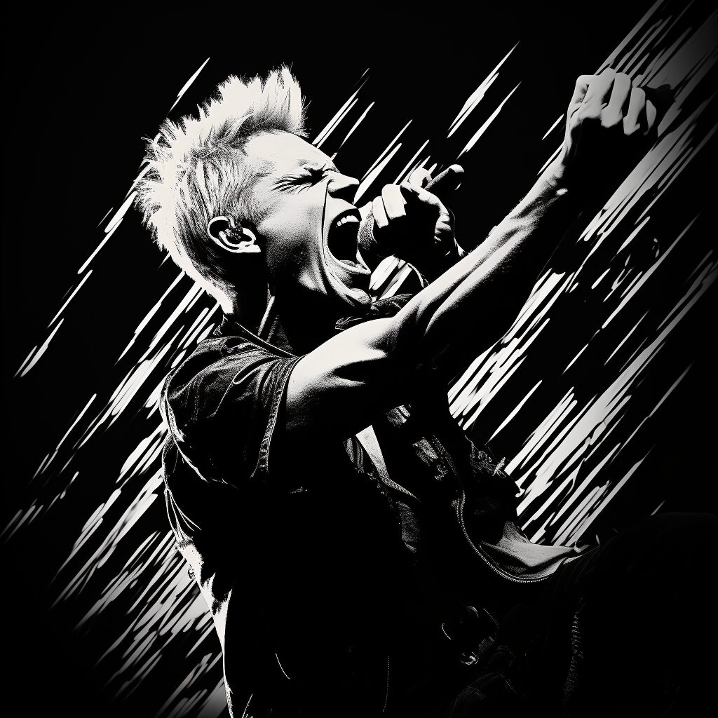 Imagine an image that captures the electrifying aura of Billy Idol