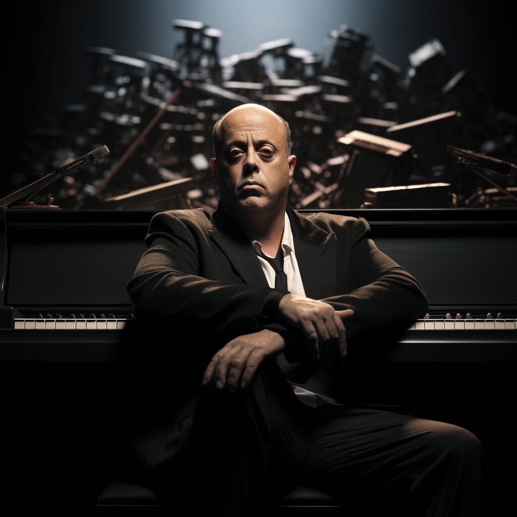 Generate an image that encapsulates the essence of Billy Joel