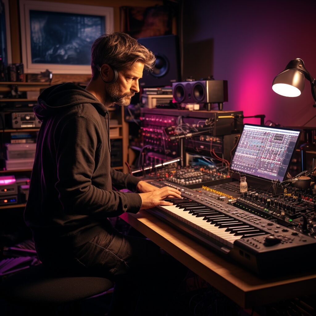 Stephen Kozmeniuk in studio, synthesizer, collaboration with Dua Lipa, creative process, disco influence