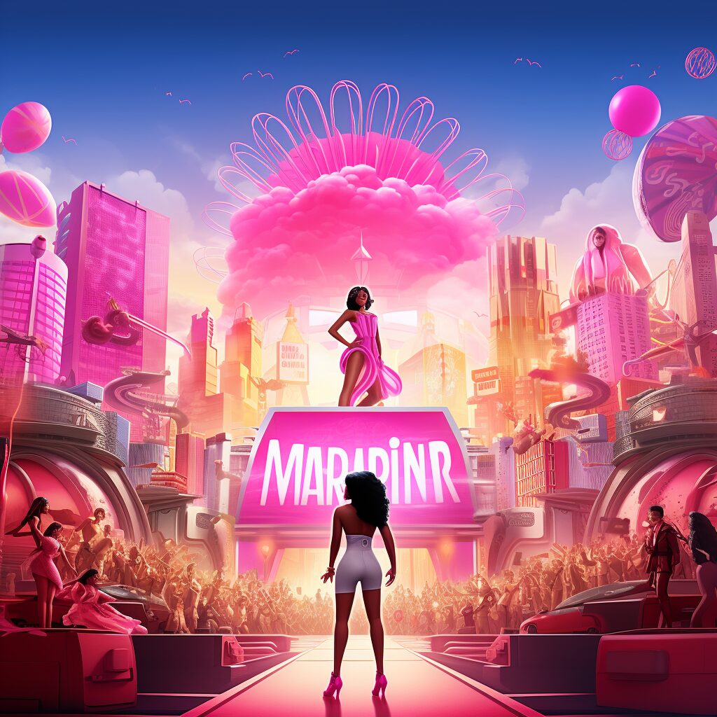 "Imagine a vibrant and dynamic scene that captures the essence of Nicki Minaj