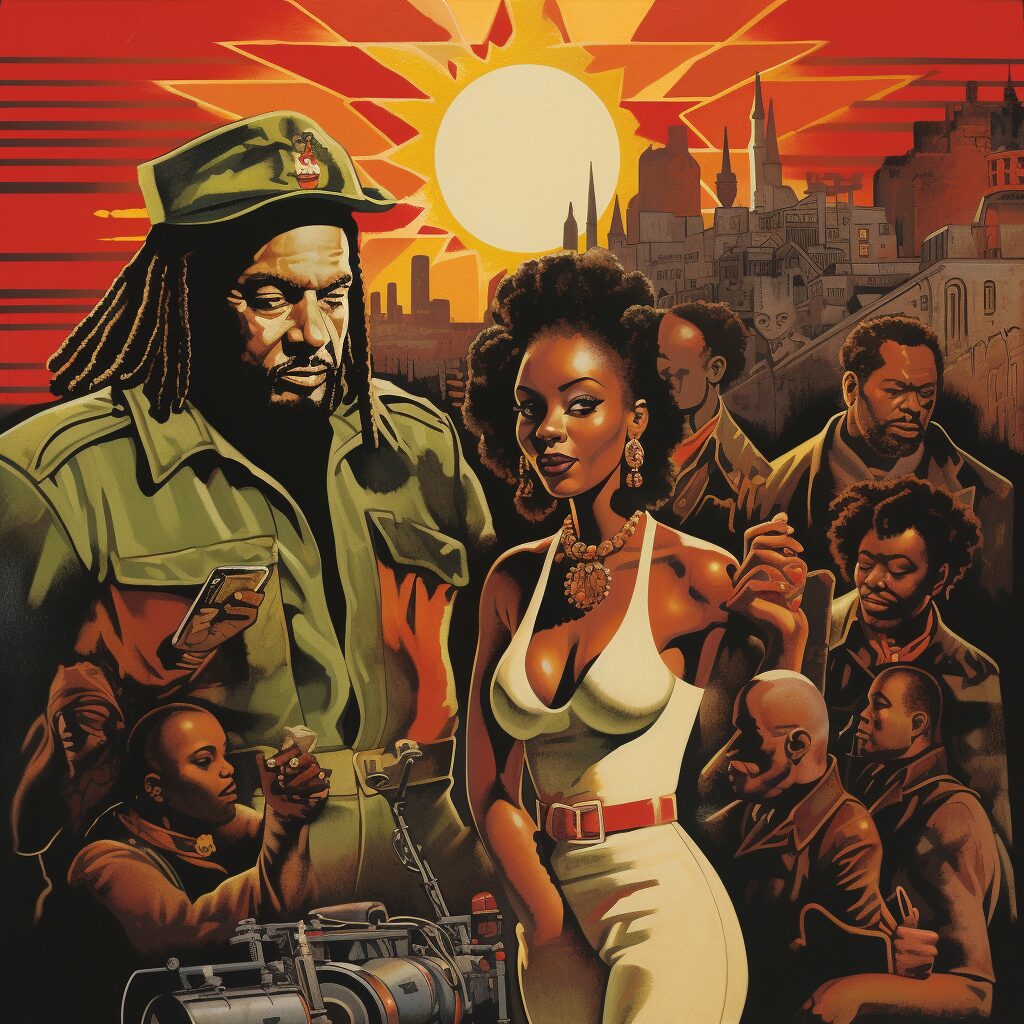 Original Labour of Love album art with UB40 and a reggae aesthetic
