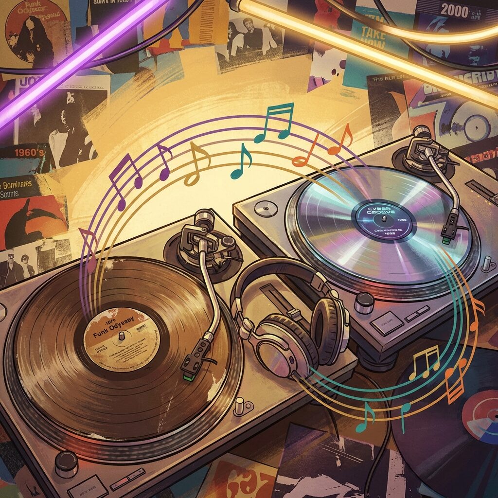 A stylized artistic rendering of a DJ