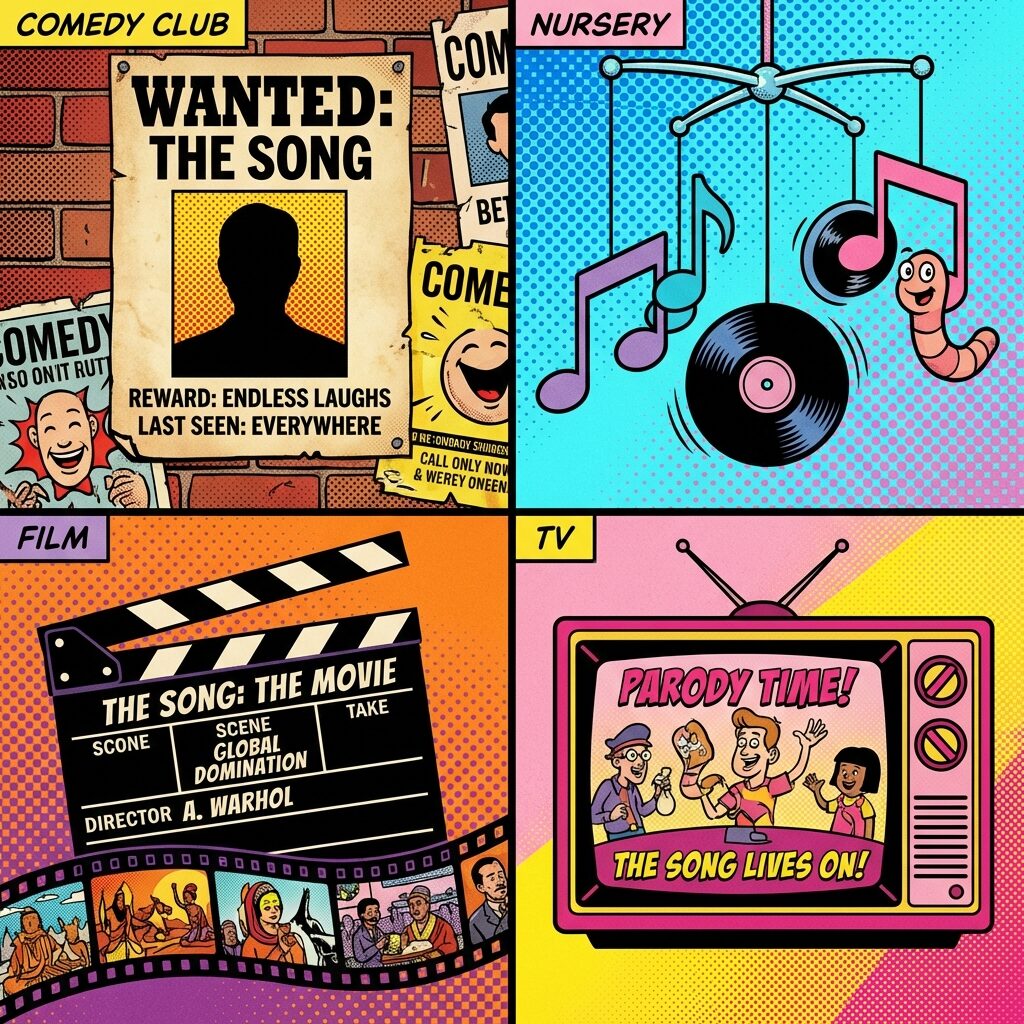 A surreal collage showing the song