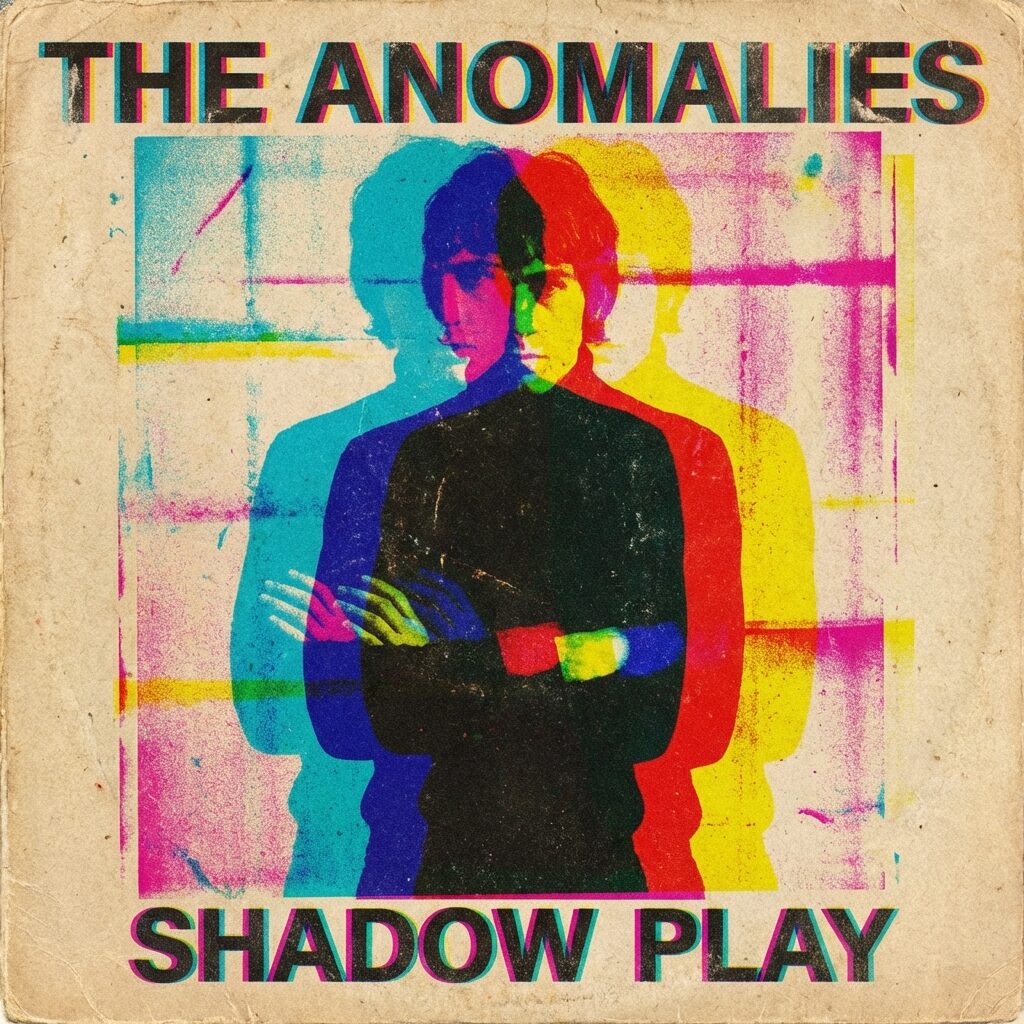A stylized, slightly distorted album cover recreation: a figure standing in shadow with arms crossed, rendered through layers of color photocopier artifacts — cyan, magenta, and yellow misregistration creating ghostly halos. The image has the grainy, oversaturated quality of a 1970s Xerox color copy, with streaks and imperfections adding texture. Moody, punk-era aesthetic, square format.